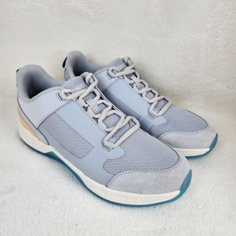 Vionic Fearless Grey Multicolor Leather Mesh Top Round Toe Lace Up Sneaker 7.5M